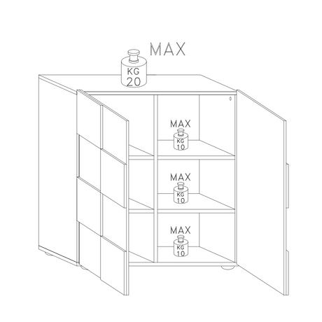 Lyon 2 Door White Gloss Tall Sideboard/Highboard - FurniComp
