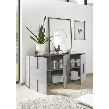 Lyon 3 Door Concrete Grey Sideboard - FurniComp