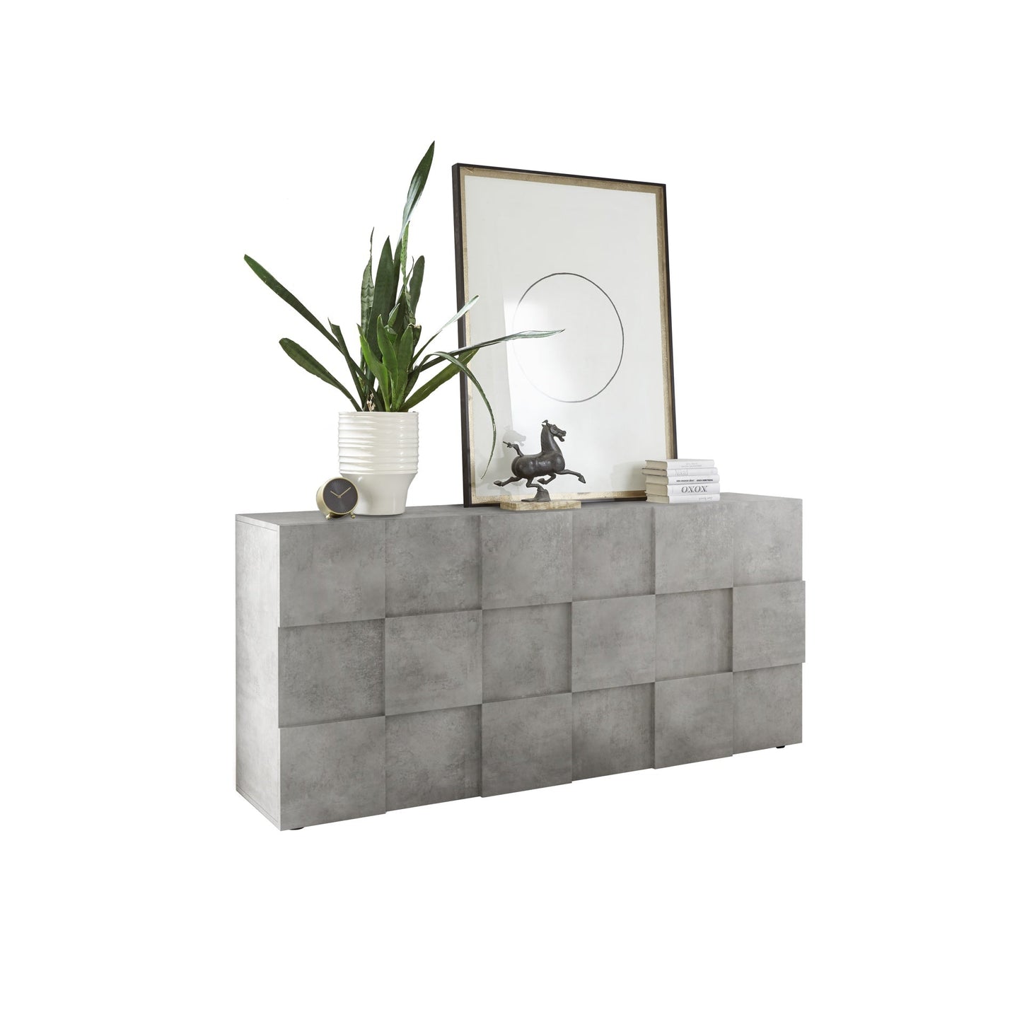 Lyon 3 Door Concrete Grey Sideboard - FurniComp