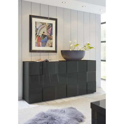 Lyon 3 Door Grey Gloss Sideboard - FurniComp