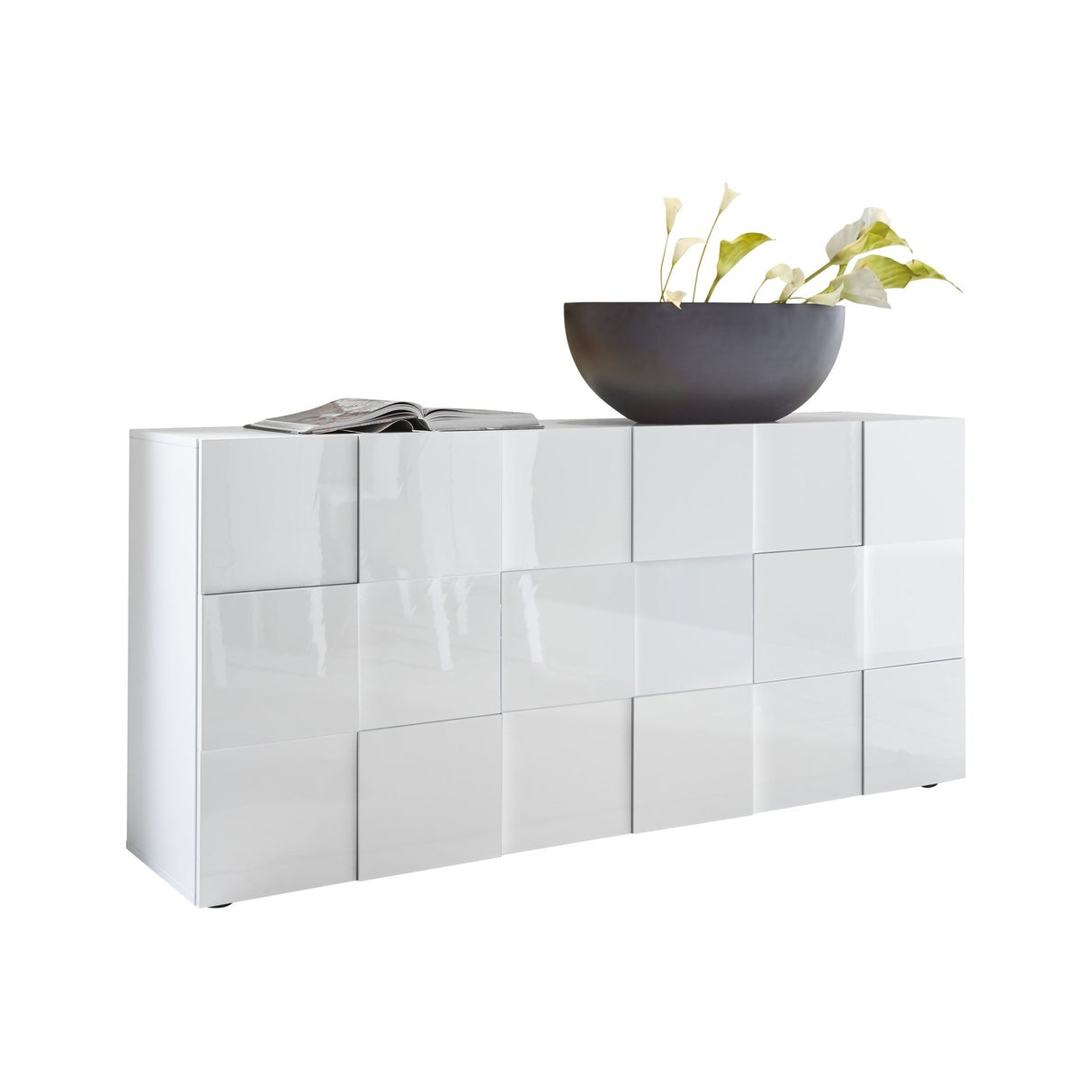 Lyon 3 Door White Gloss Sideboard - FurniComp