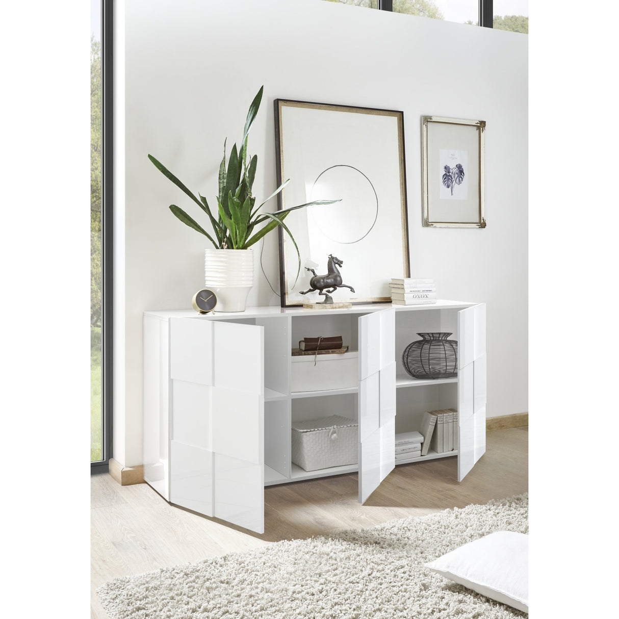 Lyon 3 Door Grey Gloss Sideboard - FurniComp