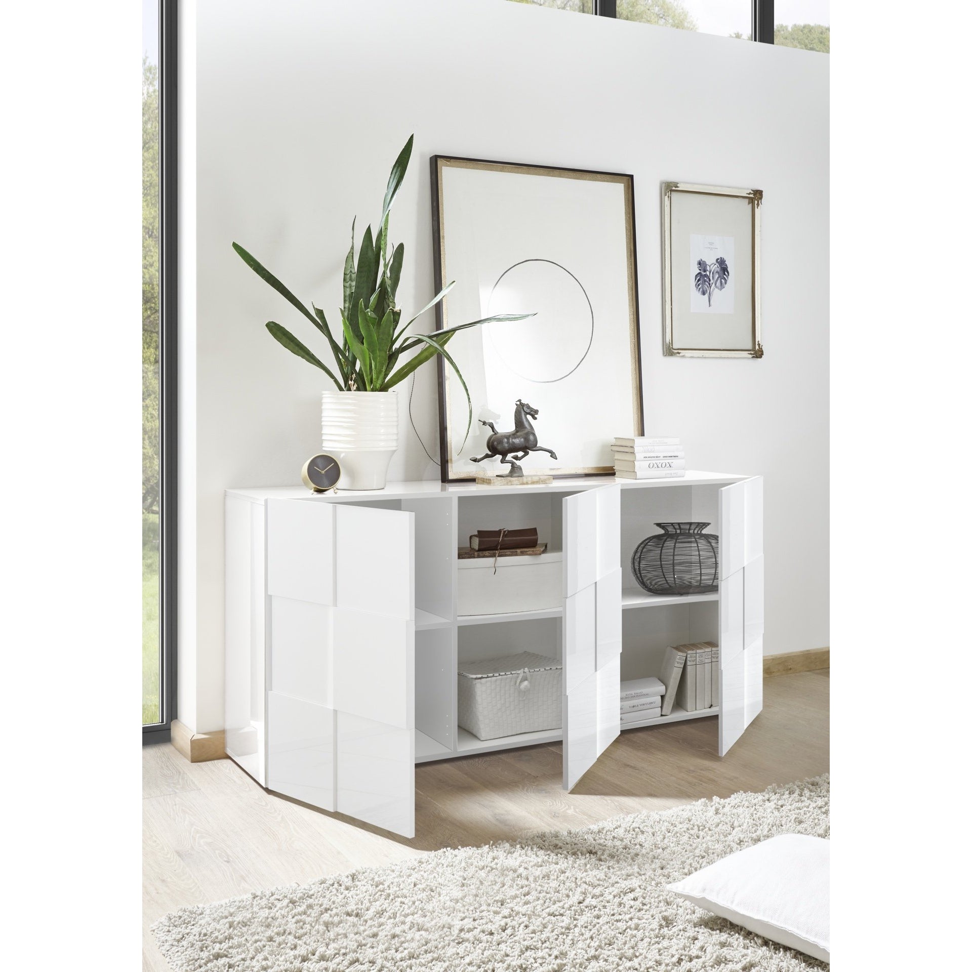 Lyon 3 Door Grey Gloss Sideboard - FurniComp