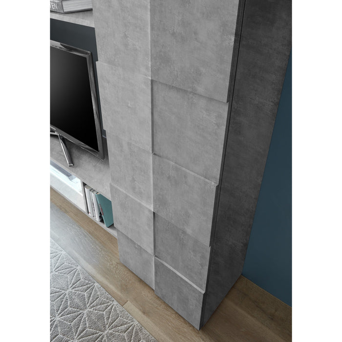 Lyon Tall 1 Door Concrete Grey Glass Display Cabinet - FurniComp