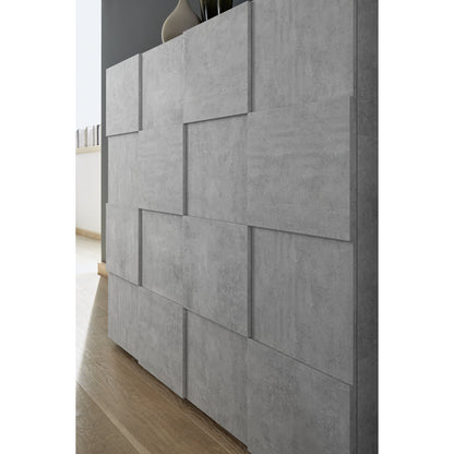 Lyon 2 Door Concrete Grey Glass Display Cabinet - FurniComp