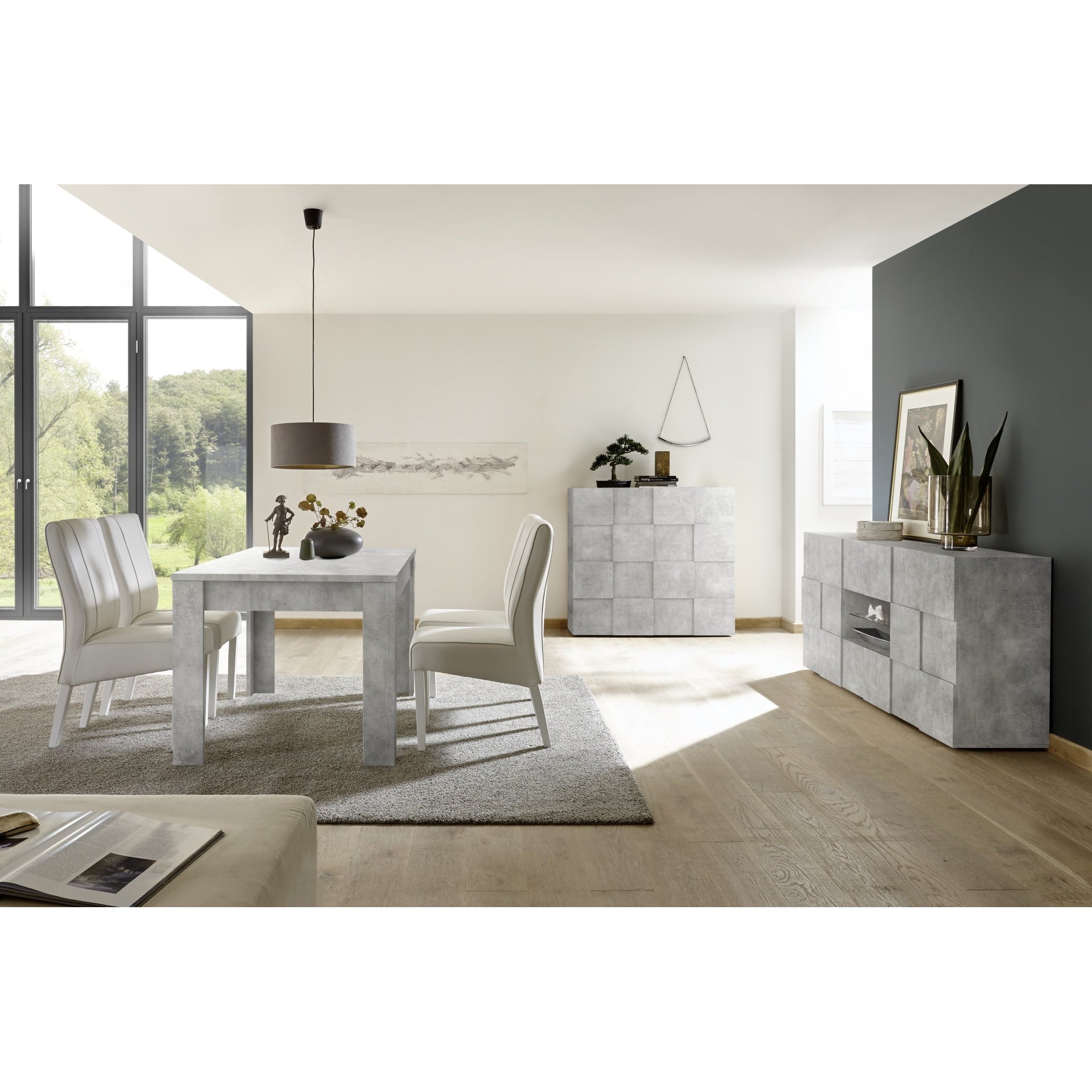 Lyon 2 Door 4 Drawer Large Concrete Grey Sideboard - FurniComp