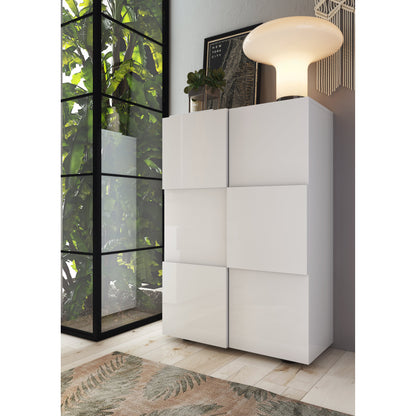 Lyon Large White Gloss Shoe Storage Cabinet - FurniComp