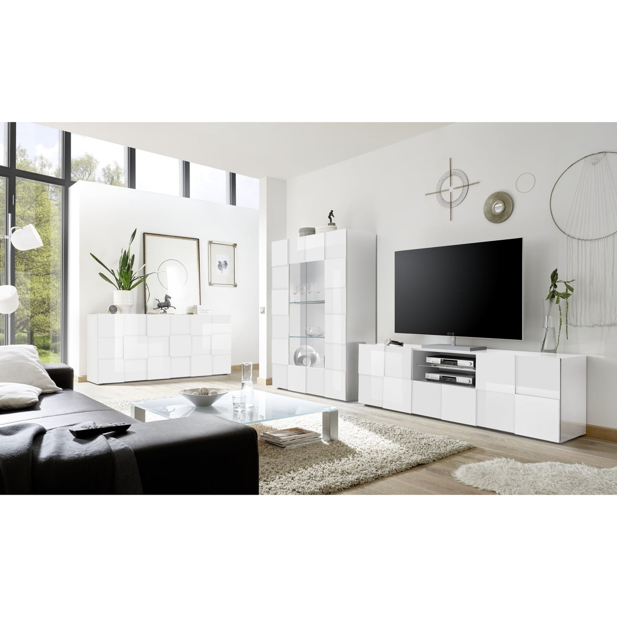 Lyon 2 Door 4 Drawer Large White Gloss Sideboard - FurniComp
