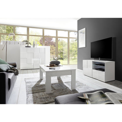 Lyon 1 Door 1 Drawer Small White Gloss TV Unit - FurniComp