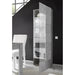 Lyon Tall 1 Door Concrete Grey Glass Display Cabinet - FurniComp