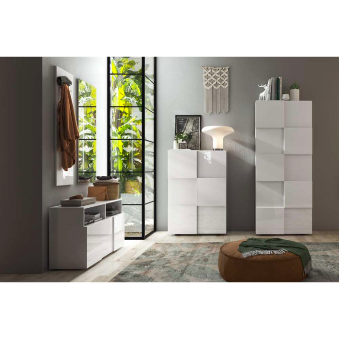 Lyon Large White Gloss Shoe Storage Cabinet - FurniComp