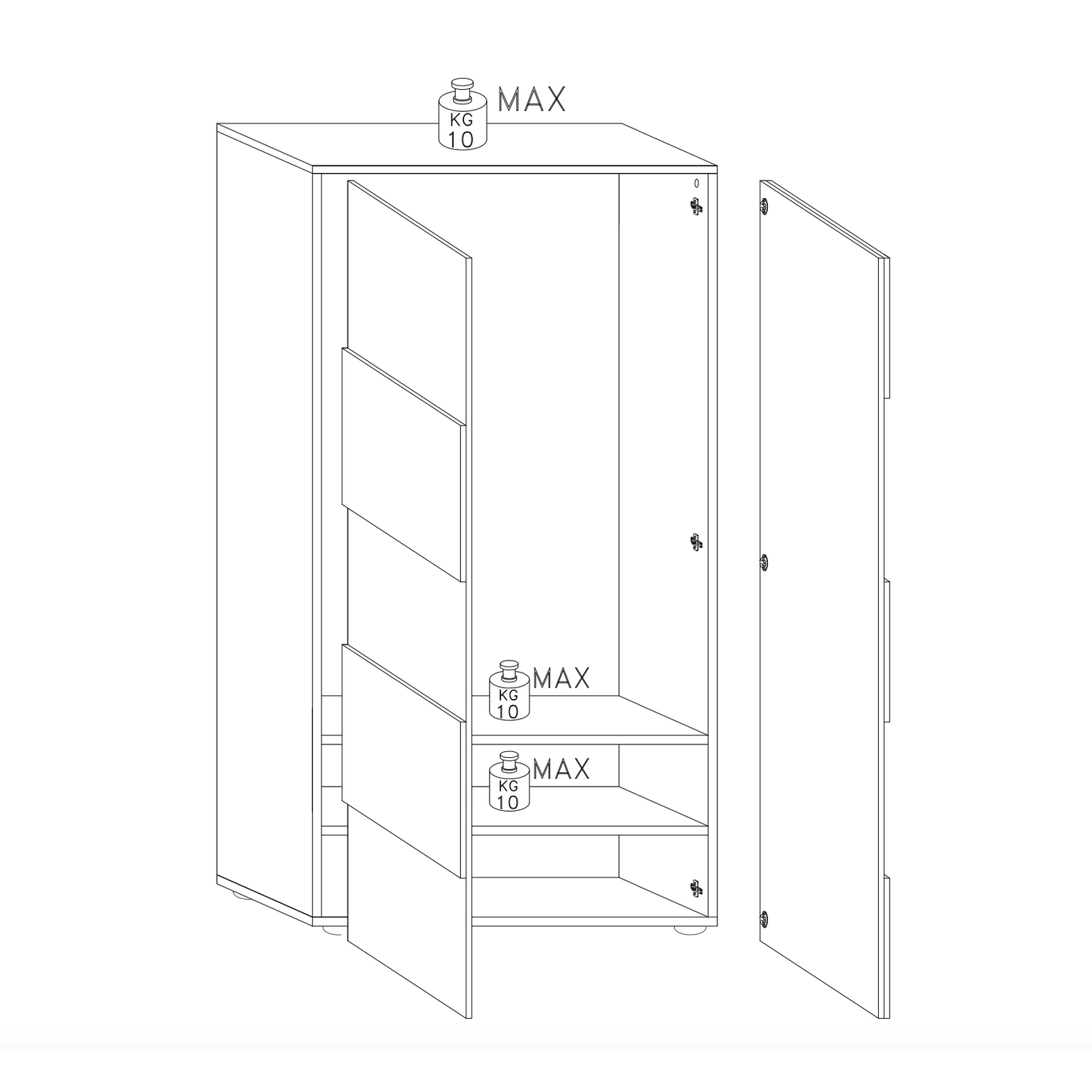 Lyon White Gloss Tall Narrow Shallow Depth Hallway Wardrobe - FurniComp