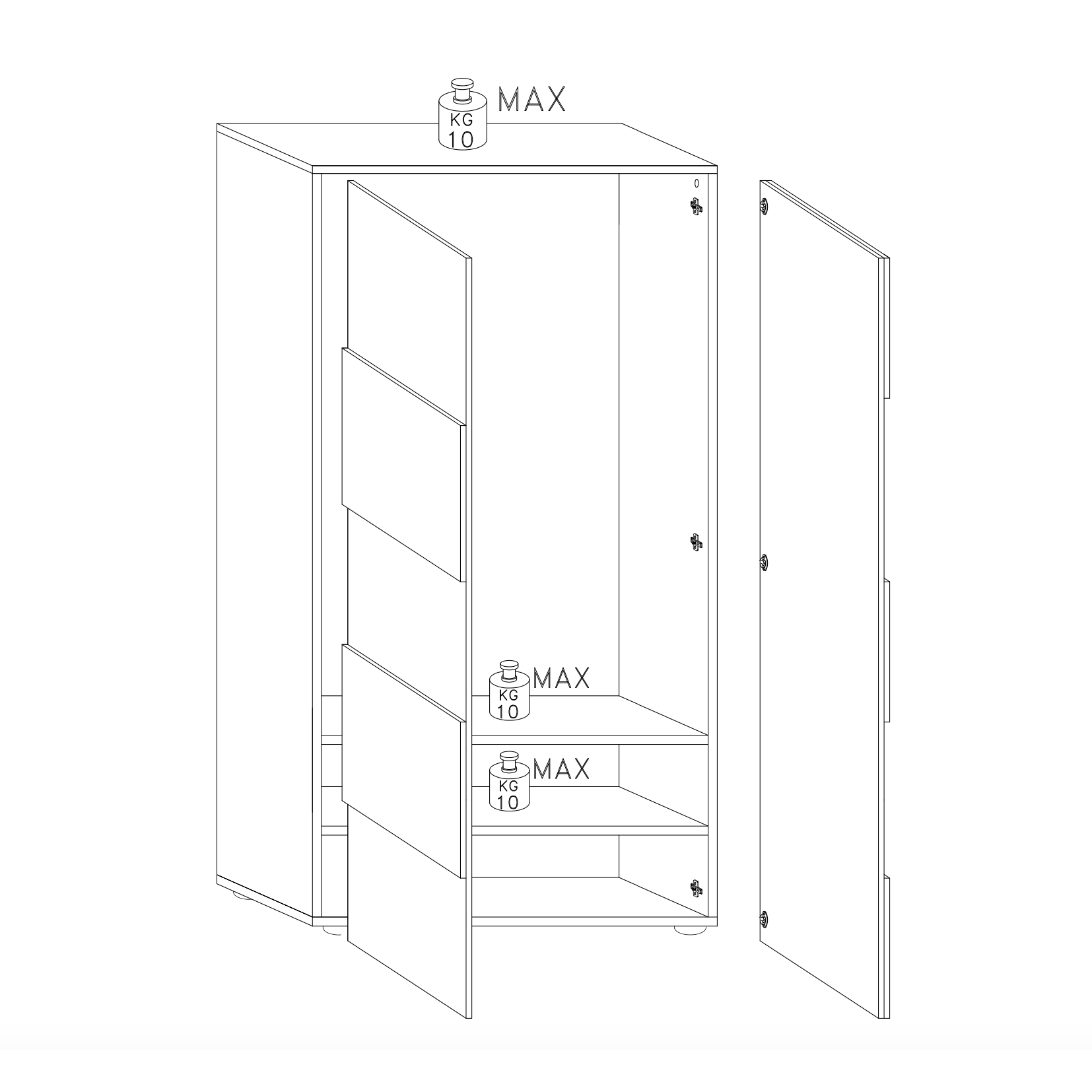 Lyon White Gloss Tall Narrow Shallow Depth Hallway Wardrobe - FurniComp