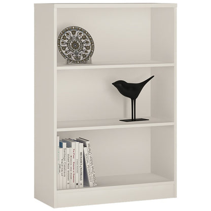 Lyra Pearl White Medium Wide Bookcase - FurniComp