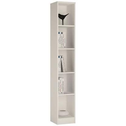 Lyra Pearl White Tall Narrow Bookcase - FurniComp