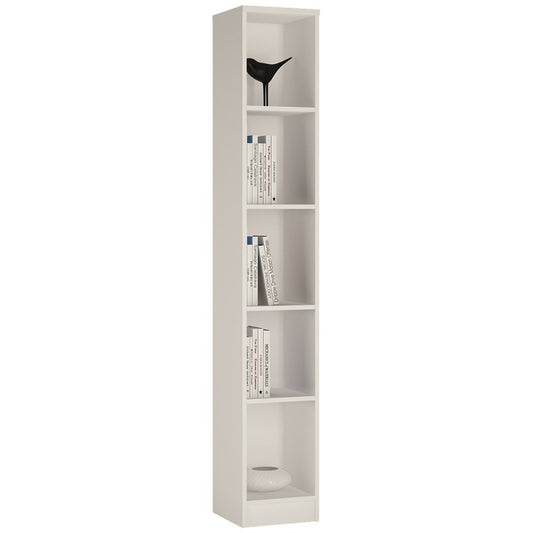 Lyra Pearl White Tall Narrow Bookcase - FurniComp