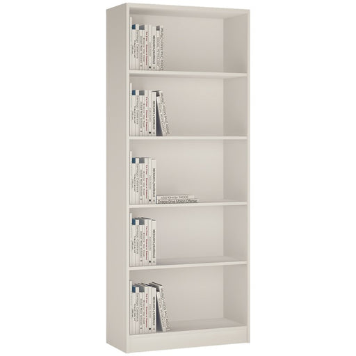 Lyra Pearl White Tall Wide Bookcase - FurniComp