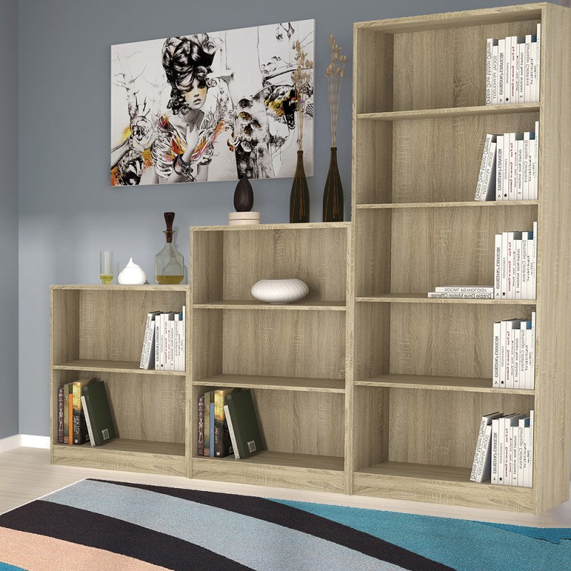 Lyra Sonoma Oak Medium Wide Bookcase - FurniComp