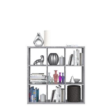 Cora Triple Open Back Bookcase/Shelving Unit in Concrete Grey - FurniComp