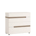 Mainz White Gloss and Oak 4 Drawer Chest of Drawer - FurniComp