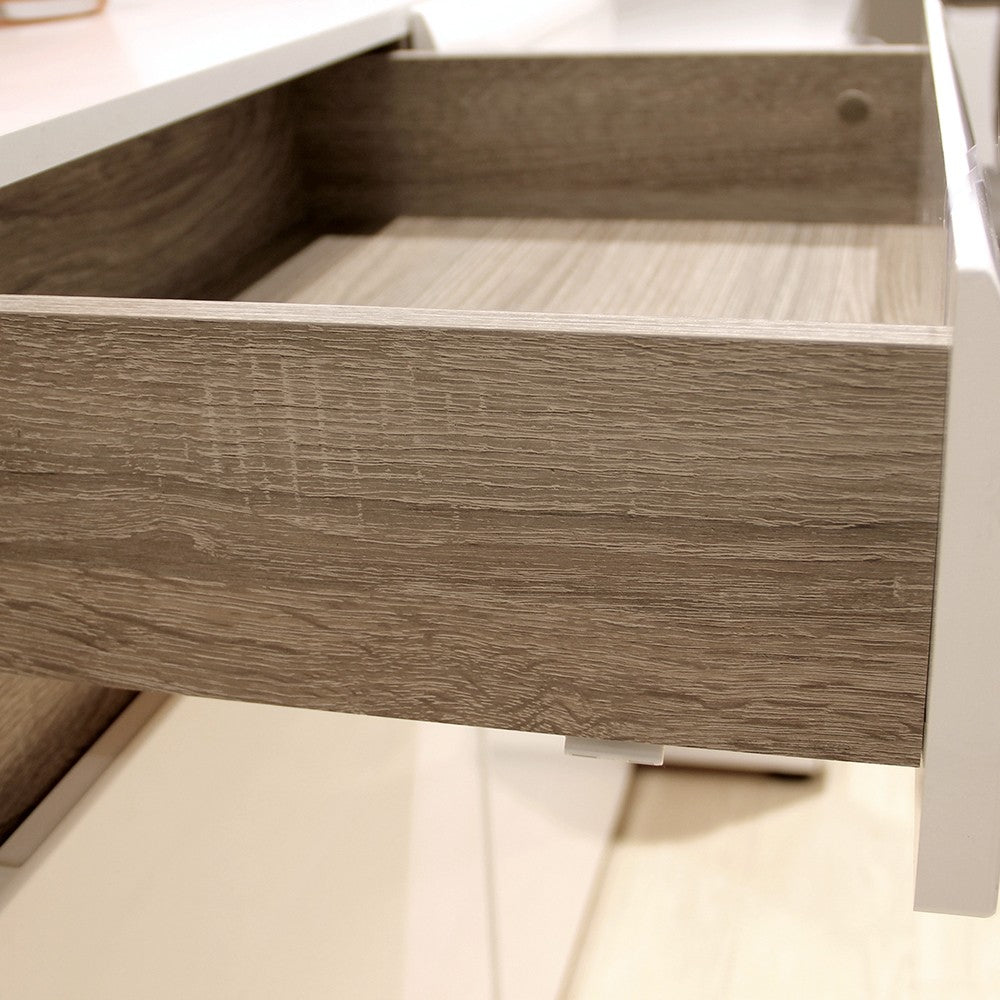 Mainz White Gloss and Oak 4 Drawer Chest of Drawer - FurniComp