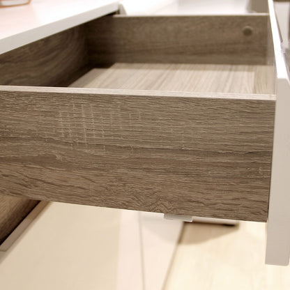 Mainz White Gloss and Oak 4 Drawer Chest of Drawer - FurniComp