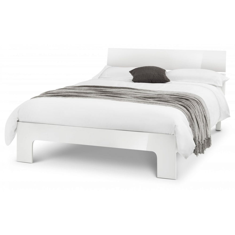 Marine White High Gloss Bed - FurniComp