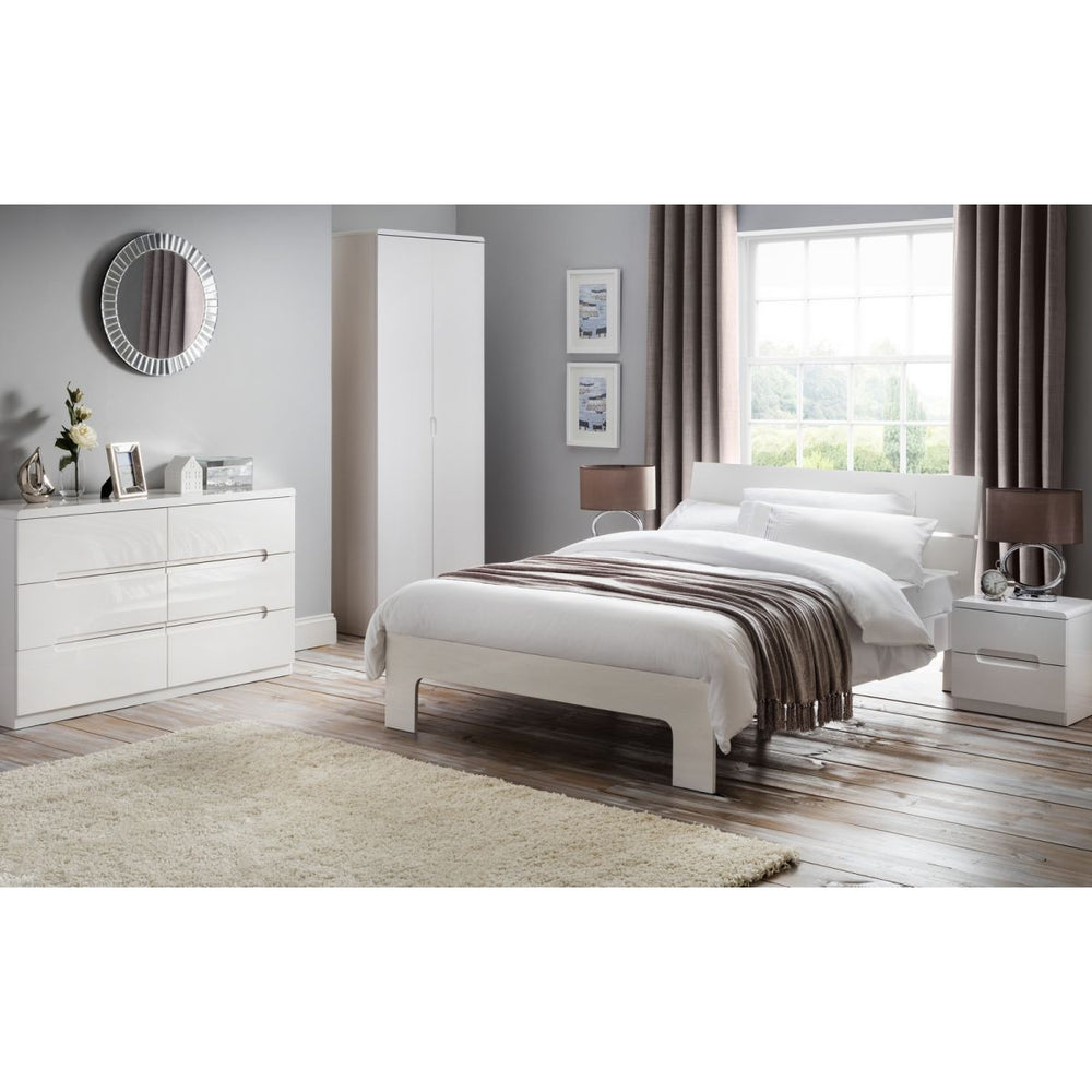 Marine White High Gloss Bed - FurniComp
