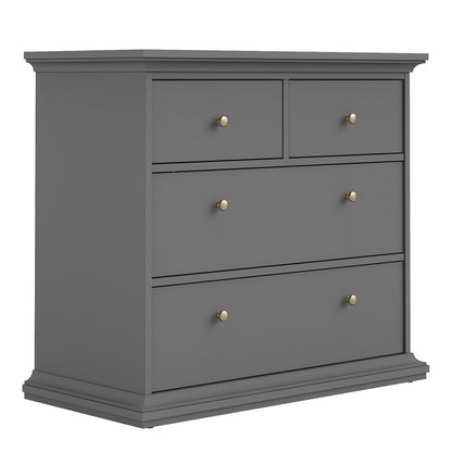Marseille Matt Grey 4 Drawer Chest of Drawer - FurniComp