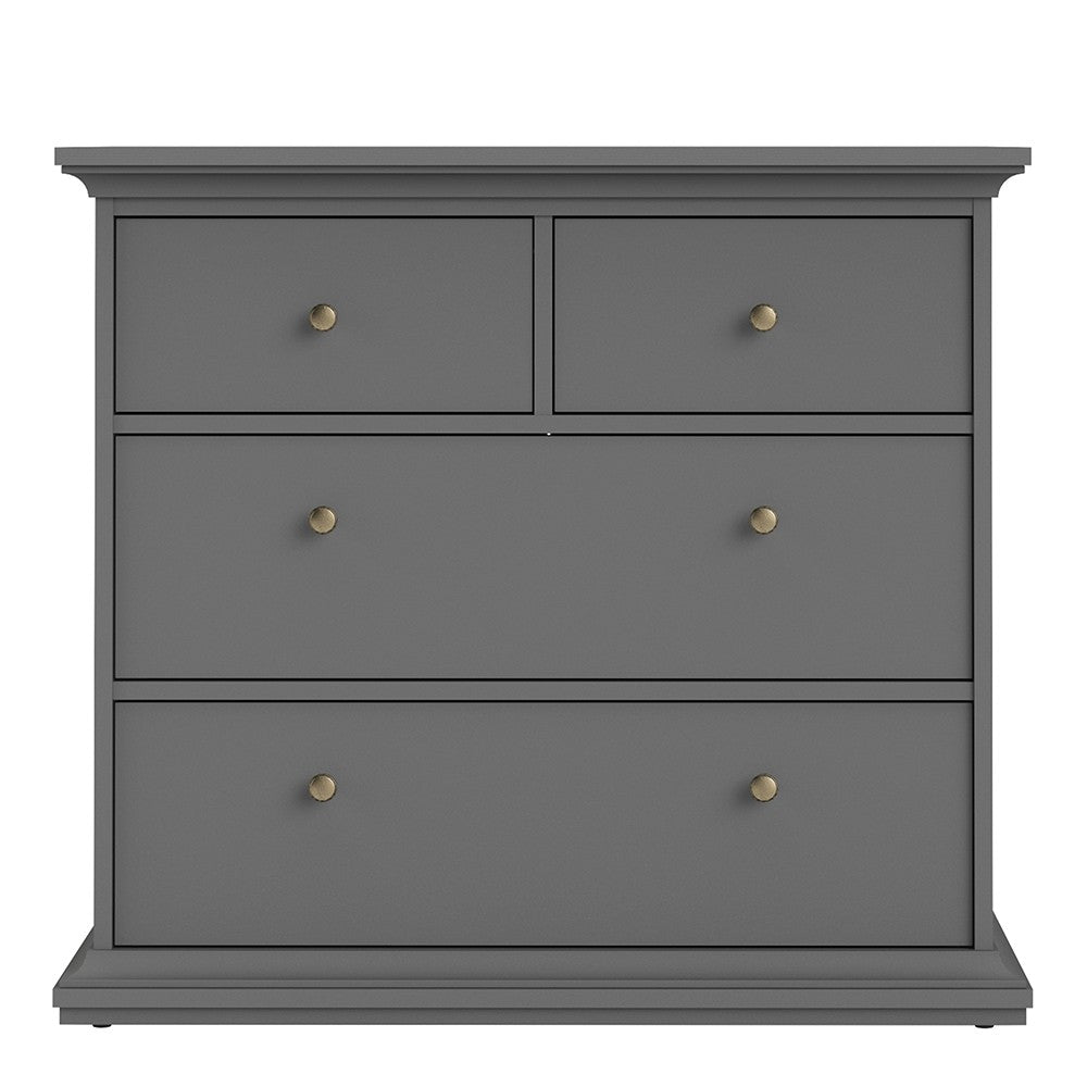 Marseille Matt Grey 4 Drawer Chest of Drawer - FurniComp