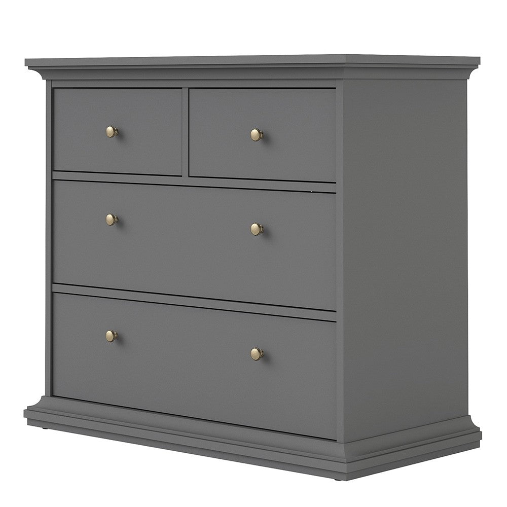 Marseille Matt Grey 4 Drawer Chest of Drawer - FurniComp