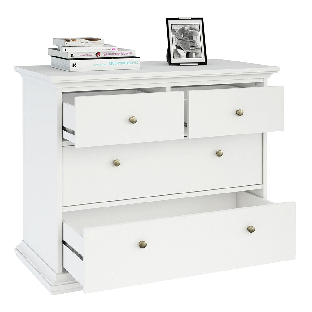 Marseille White 4 Drawer Chest of Drawer - FurniComp