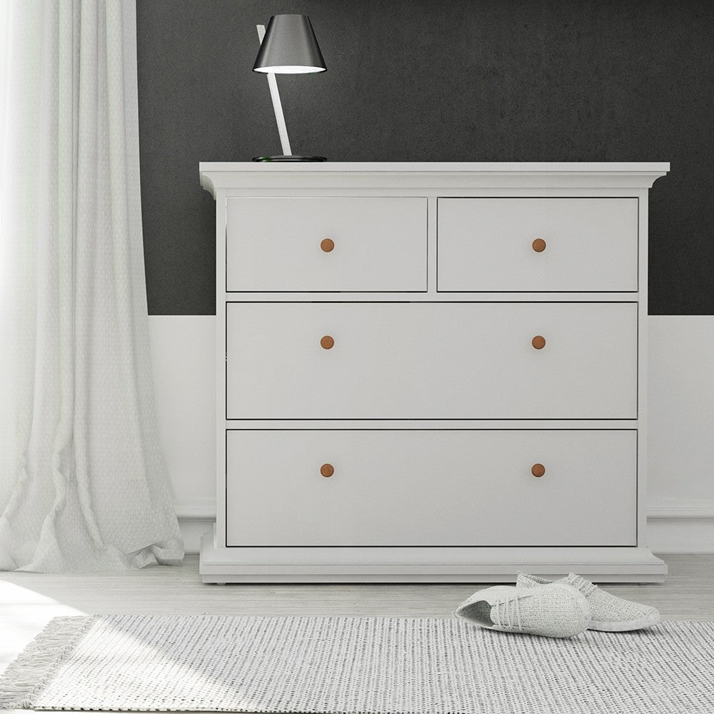 Marseille White 4 Drawer Chest of Drawer - FurniComp