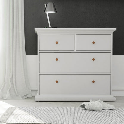 Marseille White 4 Drawer Chest of Drawer - FurniComp