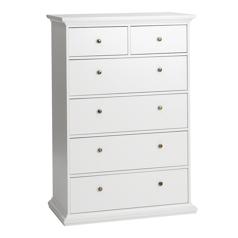 Marseille White 6 Drawer Chest of Drawer - FurniComp