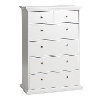 Marseille White 6 Drawer Chest of Drawer - FurniComp