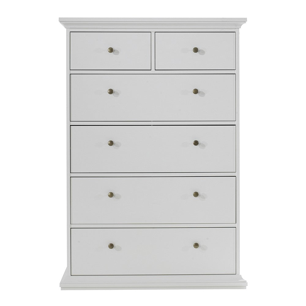 Marseille White 6 Drawer Chest of Drawer - FurniComp