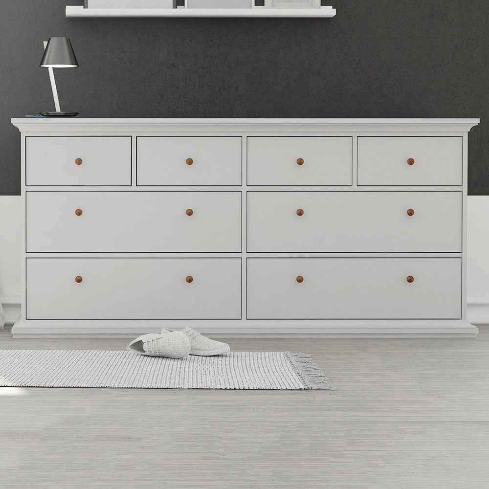 Marseille White 8 Drawer Chest of Drawer - FurniComp