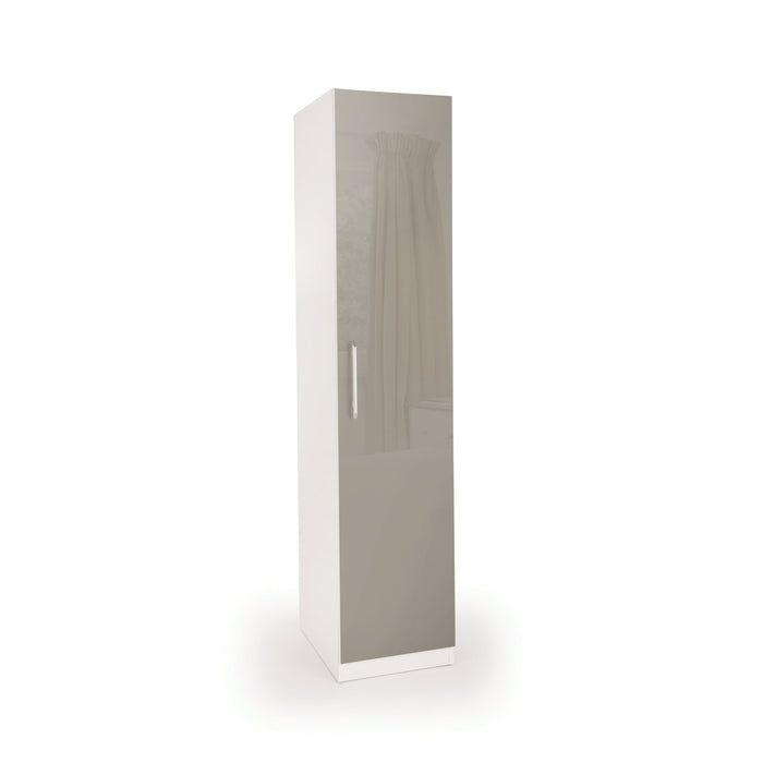 Maya High Gloss Grey and White 1 Door Wardrobe - FurniComp