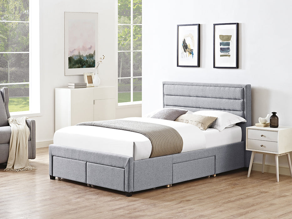 Meridian Soft Grey Fabric 4 Drawer Bed - FurniComp