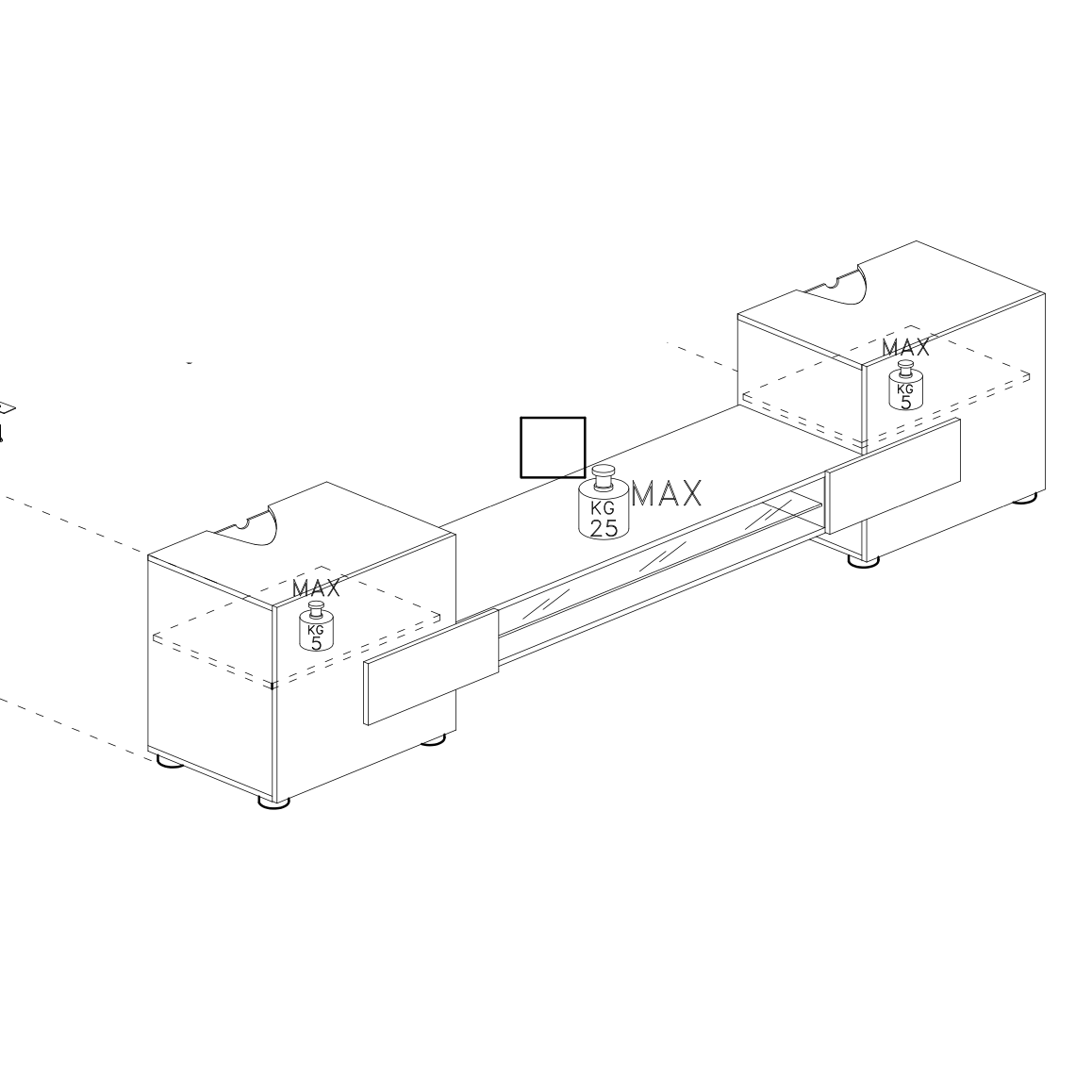 Metro White Gloss and Concrete Grey TV Unit Up To 54 inch - FurniComp