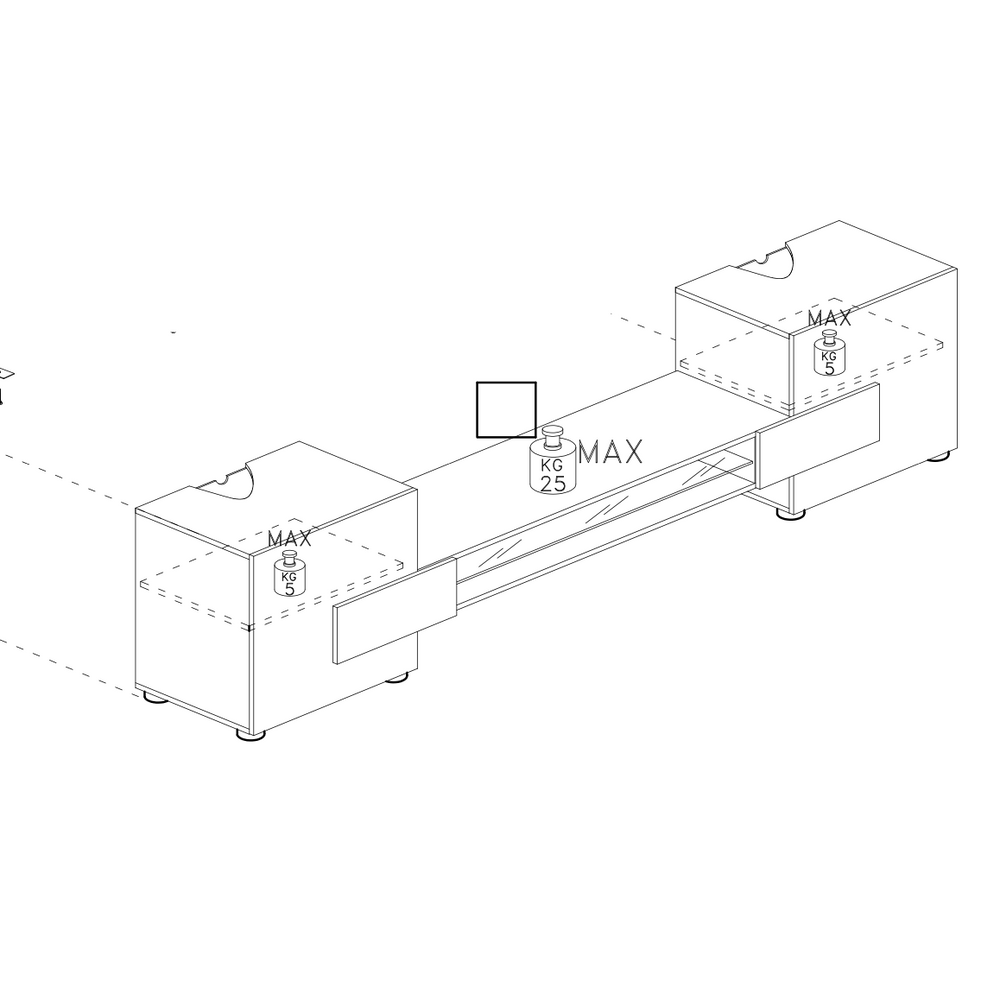 Metro White Gloss and Black Gloss TV Unit Up To 54 inch - FurniComp