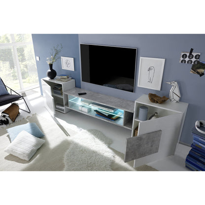 Metro White Gloss and Concrete Grey TV Unit Up To 54 inch - FurniComp