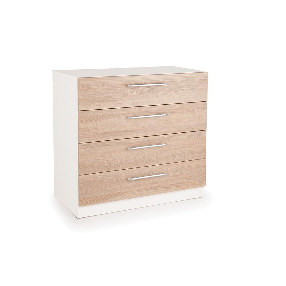 Mia 4 Drawer White and Oak Chest of Drawer - FurniComp