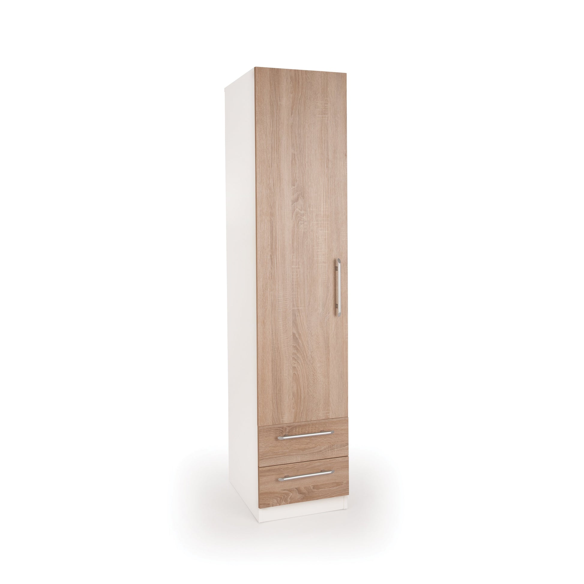 Mia White and Oak 1 Door 2 Drawer Wardrobe - FurniComp