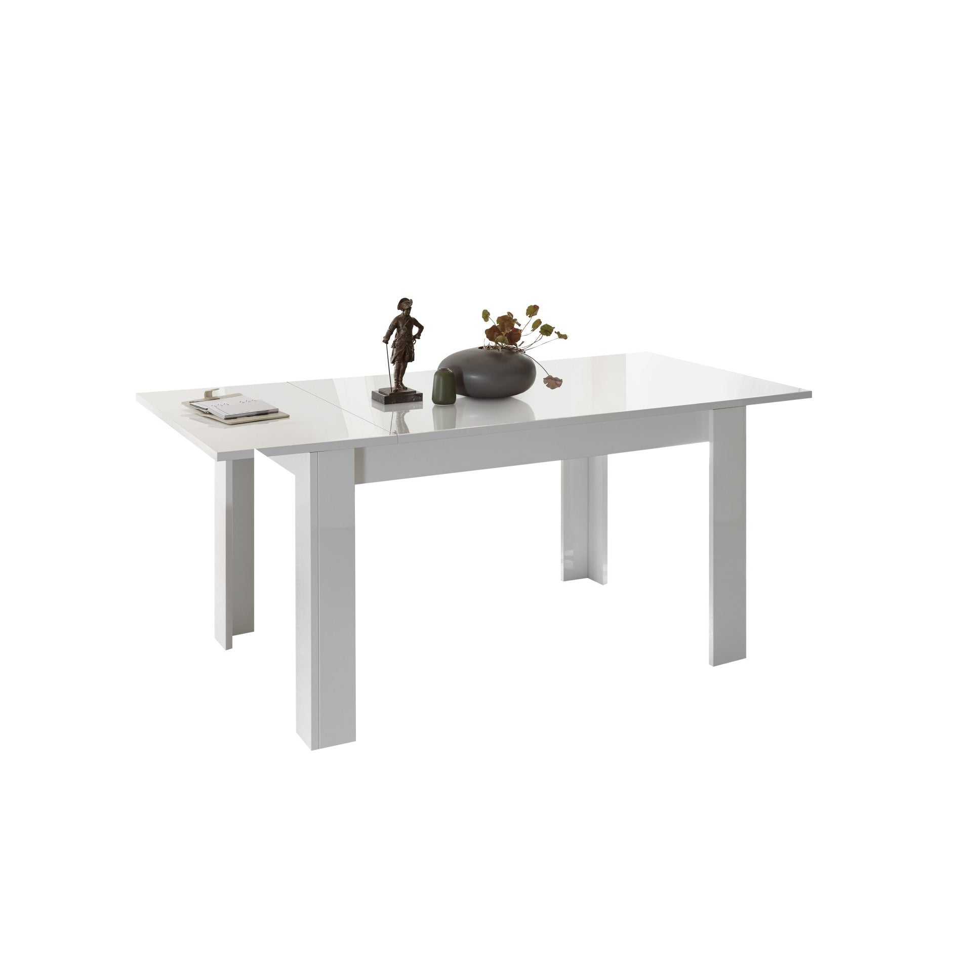Milano 137cm White Gloss Extending Dining Table - FurniComp