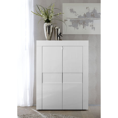 Milano 2 Door White Gloss Tall Sideboard/Highboard - FurniComp