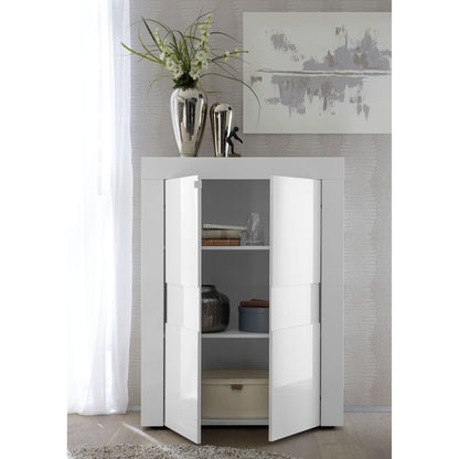 Milano 2 Door White Gloss Tall Sideboard/Highboard - FurniComp