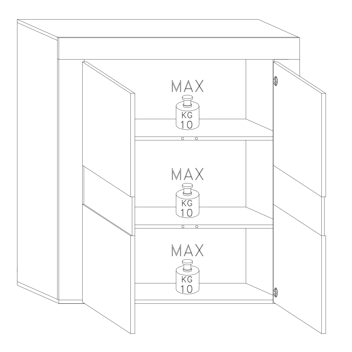 Milano 2 Door White Gloss Tall Sideboard/Highboard - FurniComp