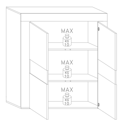 Milano 2 Door White Gloss Tall Sideboard/Highboard - FurniComp